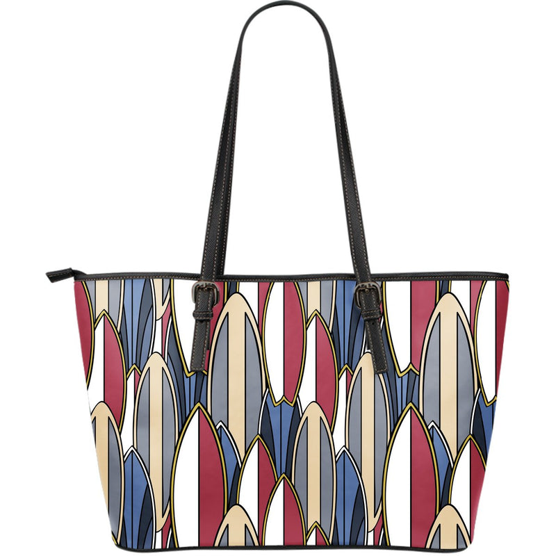 Surf board Pattern Large Leather Tote Bag