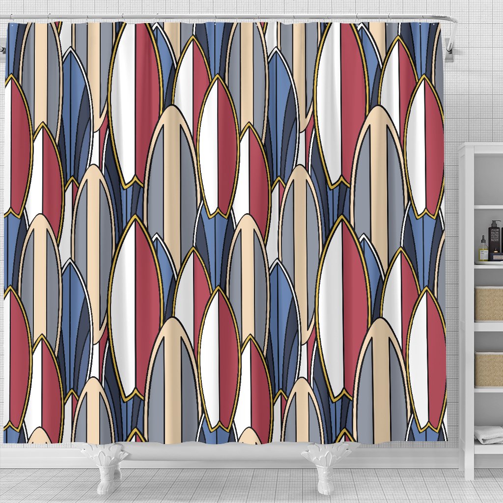 Surf Board Pattern Shower Curtain