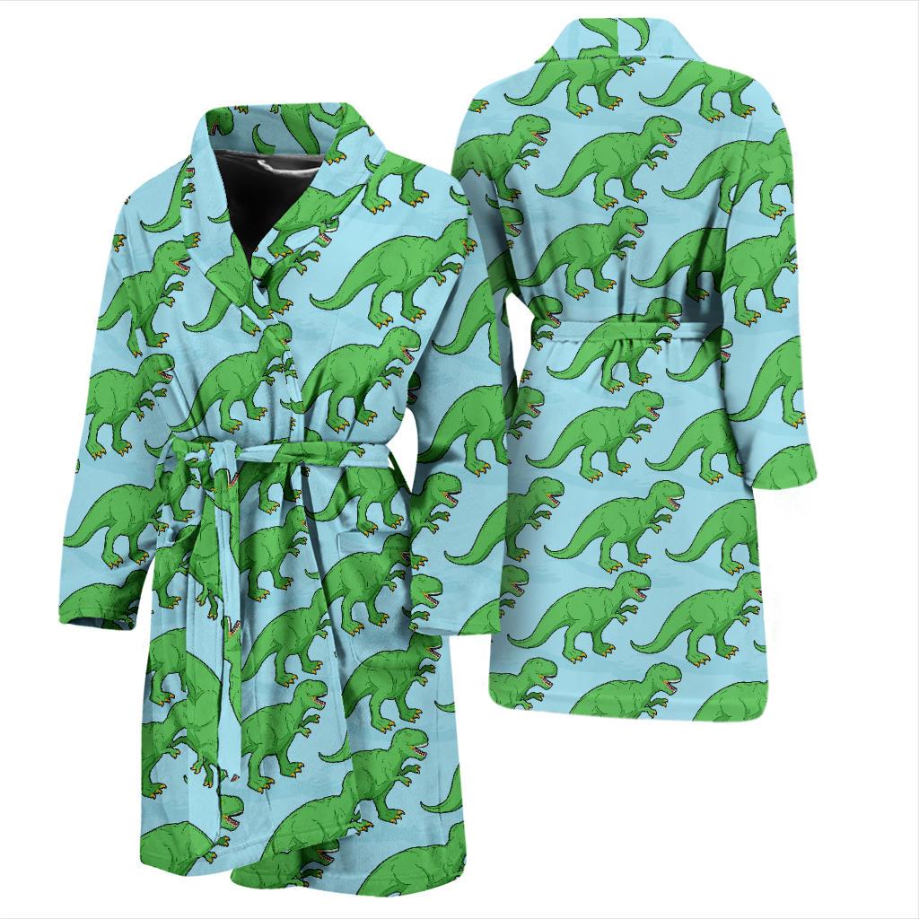 T Rex Pattern Print Design A01 Men Bathrobe-JORJUNE.COM