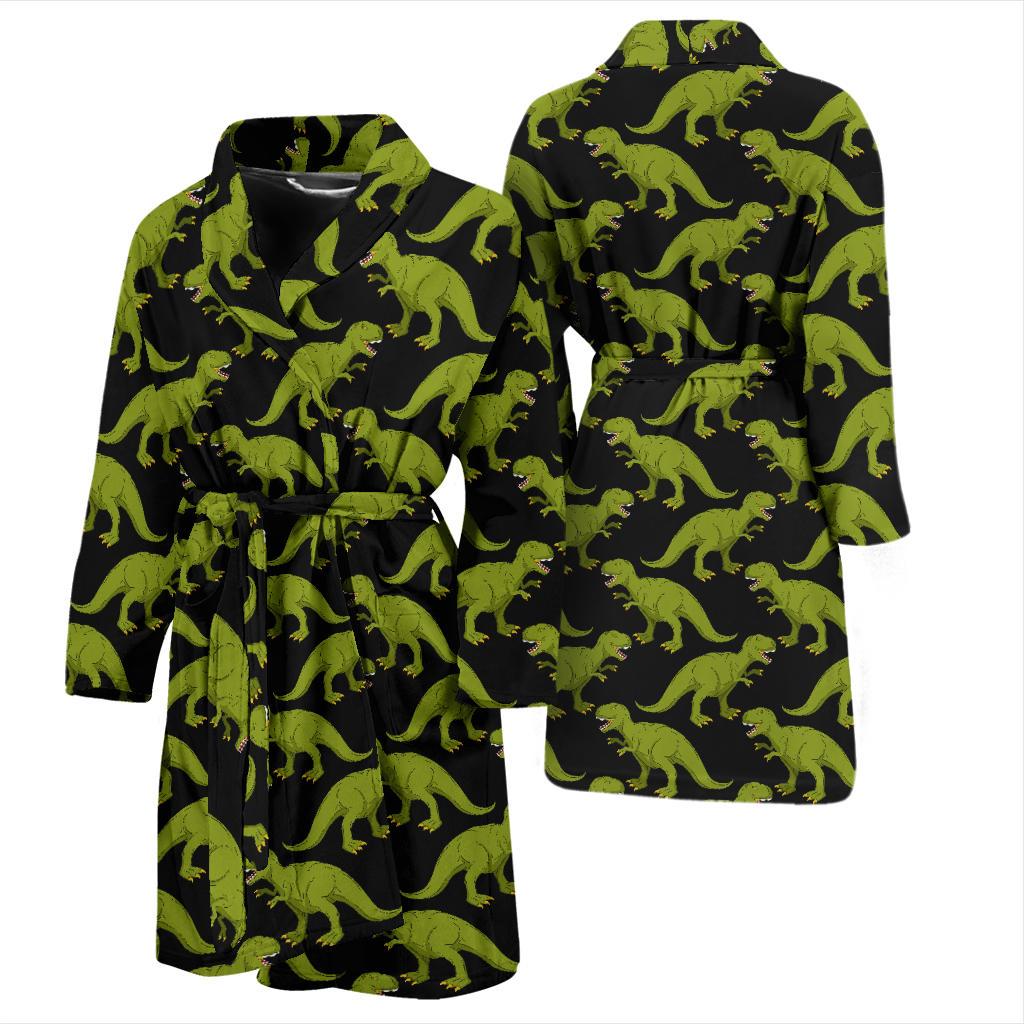 T Rex Pattern Print Design A02 Men Bathrobe-JORJUNE.COM