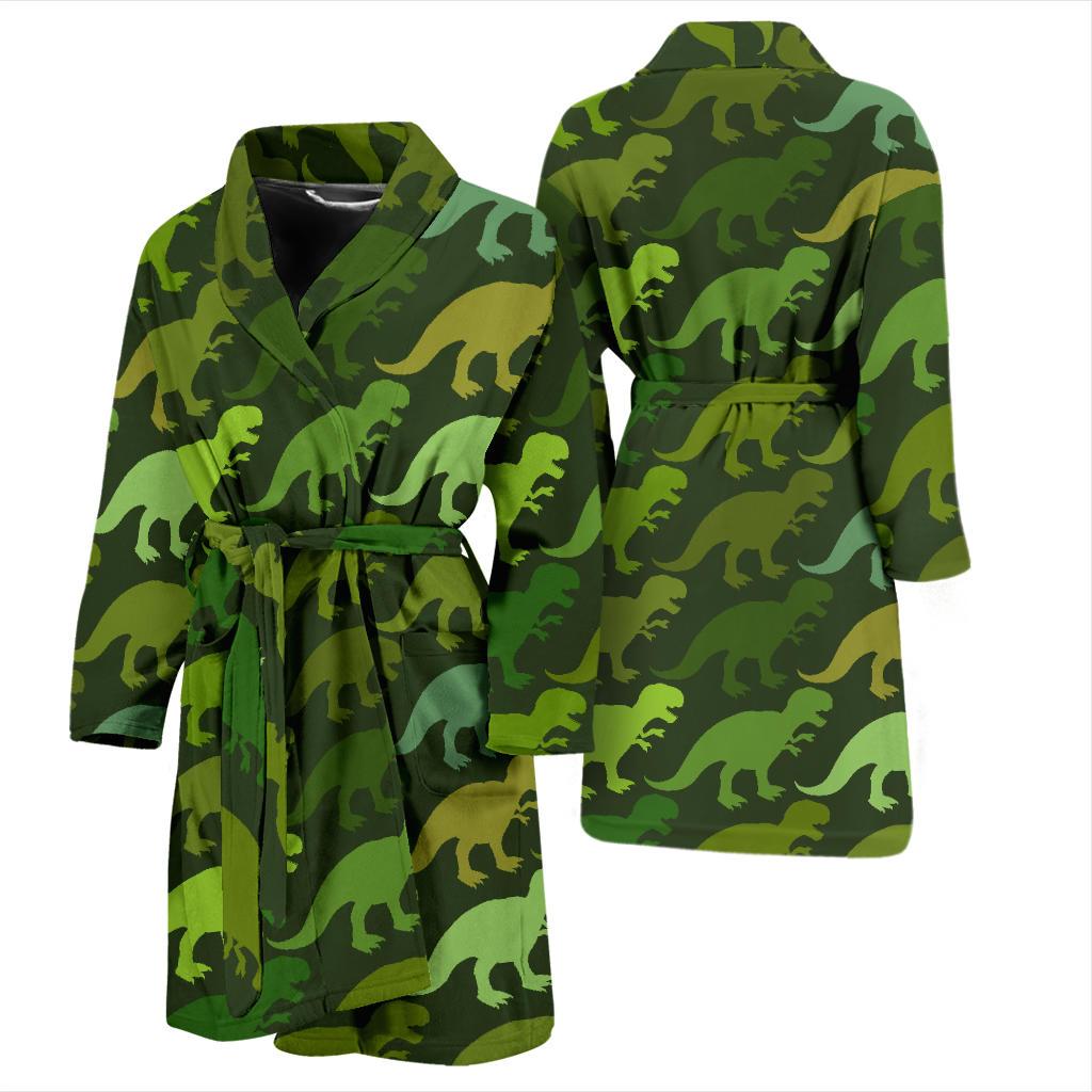 T Rex Pattern Print Design A03 Men Bathrobe-JORJUNE.COM