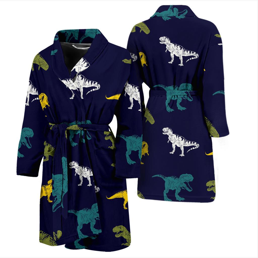 T Rex Pattern Print Design A07 Men Bathrobe-JORJUNE.COM