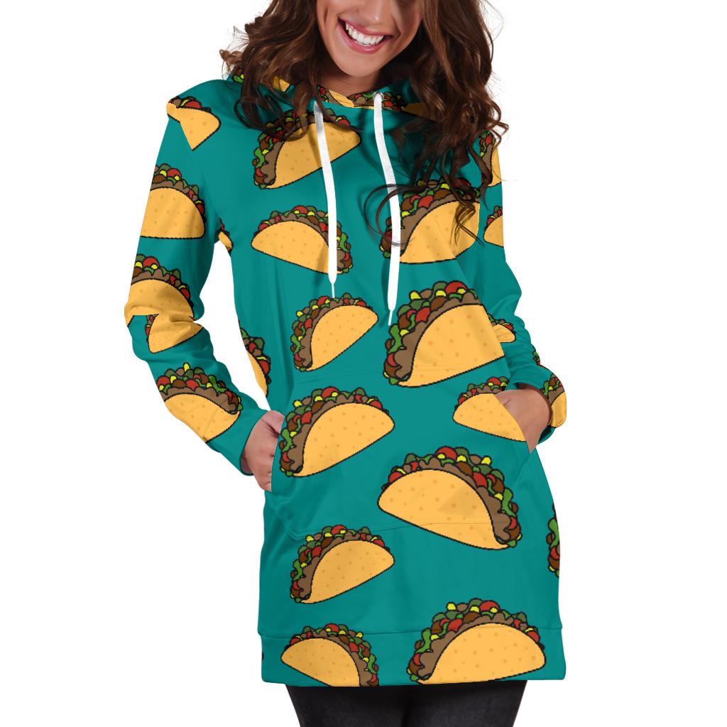 Taco Pattern Print Design TC07 Women Hoodie Dress