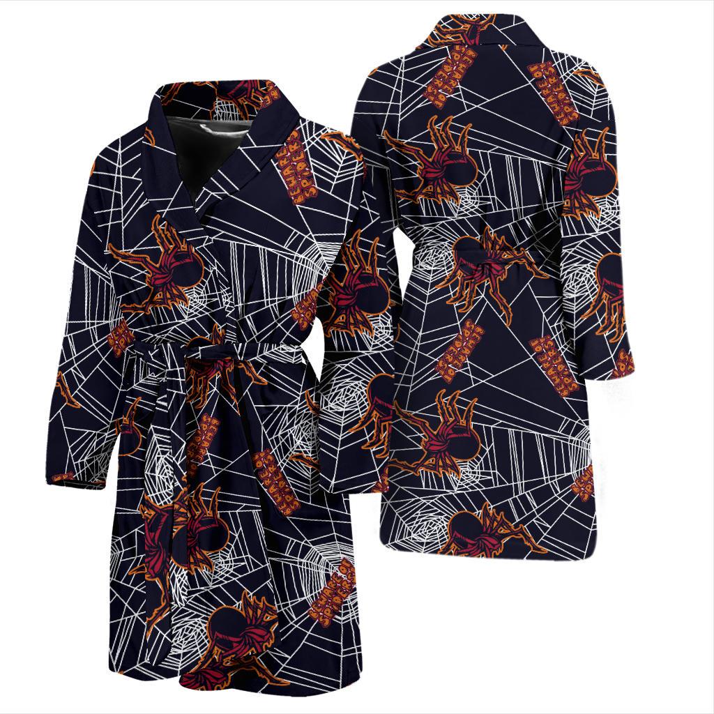 Tarantula Spiderwebs Pattern Print Design 01 Men Bathrobe-JORJUNE.COM