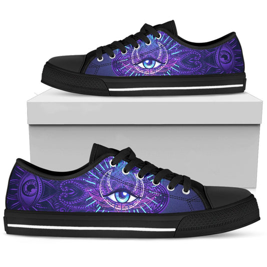 Third Eye Moon Mandala Men Low Top Canvas Shoes