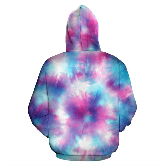 Tie Dry Blue Pink All Over Zip Up Hoodie