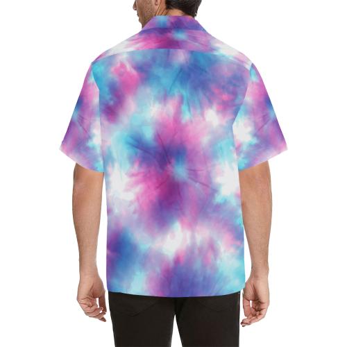 Tie Dye Blue Pink Men Hawaiian Shirt