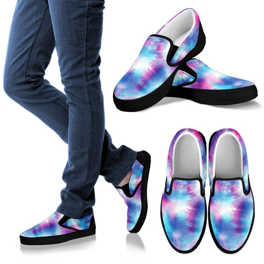 Tie Dye Blue Pink Men Slip On Shoes