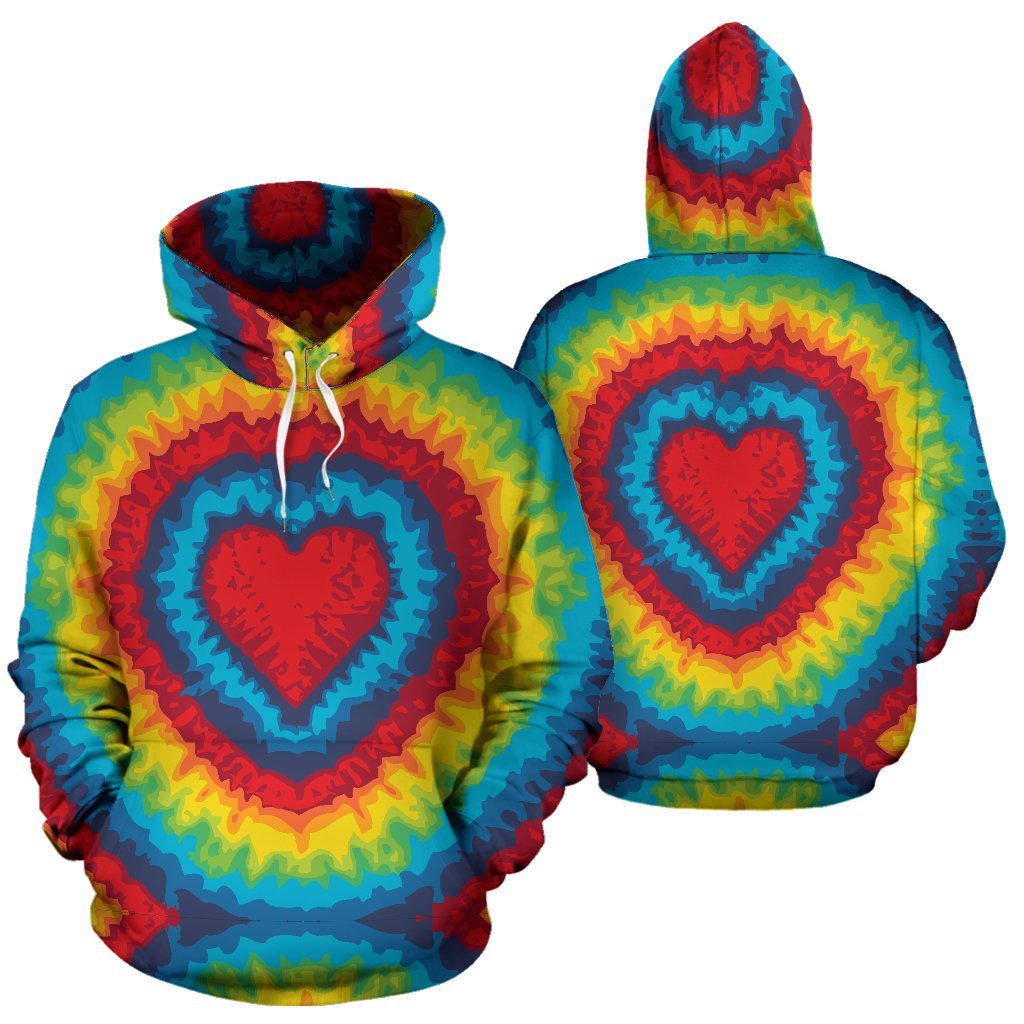 Tie Dry Heart shape All Over Print Hoodie