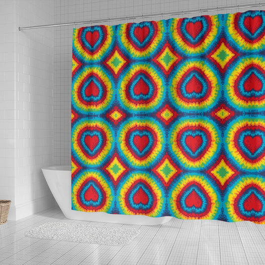 Tie Dye Heart Shape Shower Curtain