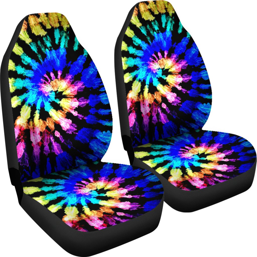Tie Dye Rainbow Design Print Universal Fit Car Seat Covers-JorJune