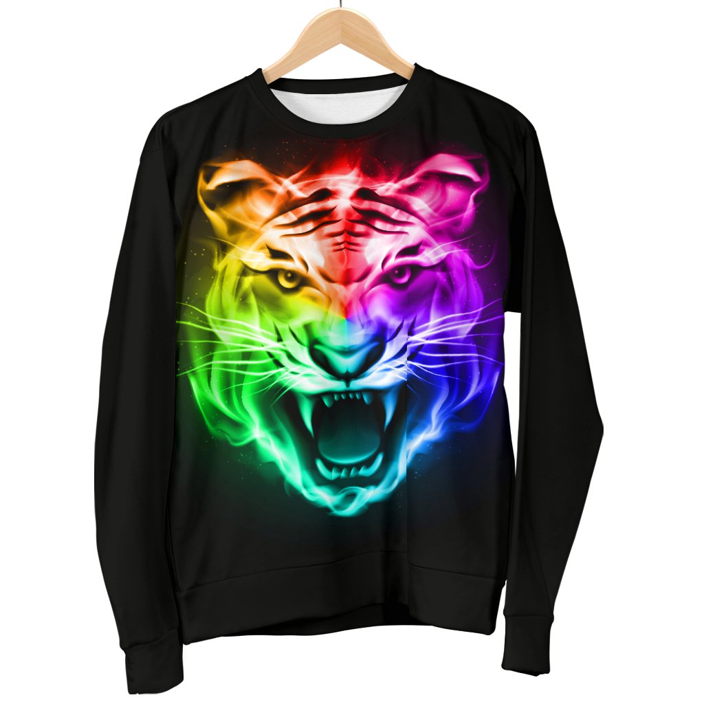 Tiger Head Colorful Men Crewneck Sweatshirt