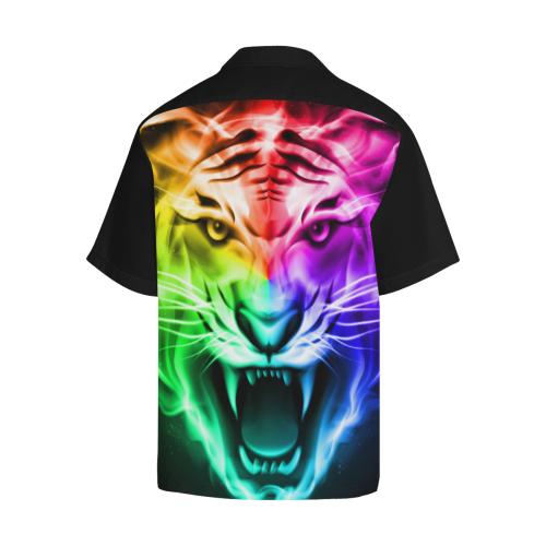 Tiger Head Colorful Men Hawaiian Shirt