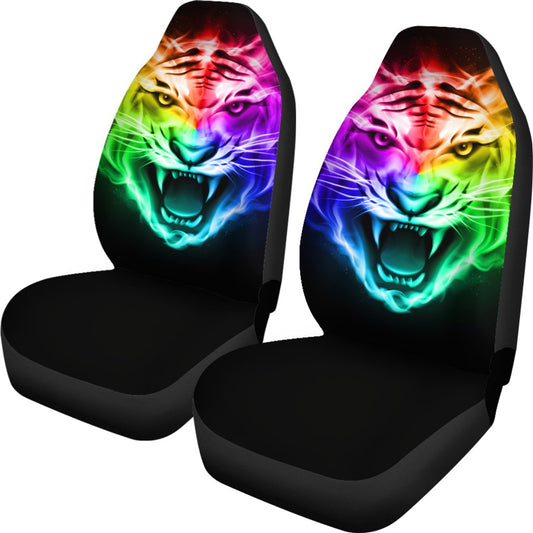 Tiger Head Colorful Universal Fit Car Seat Covers