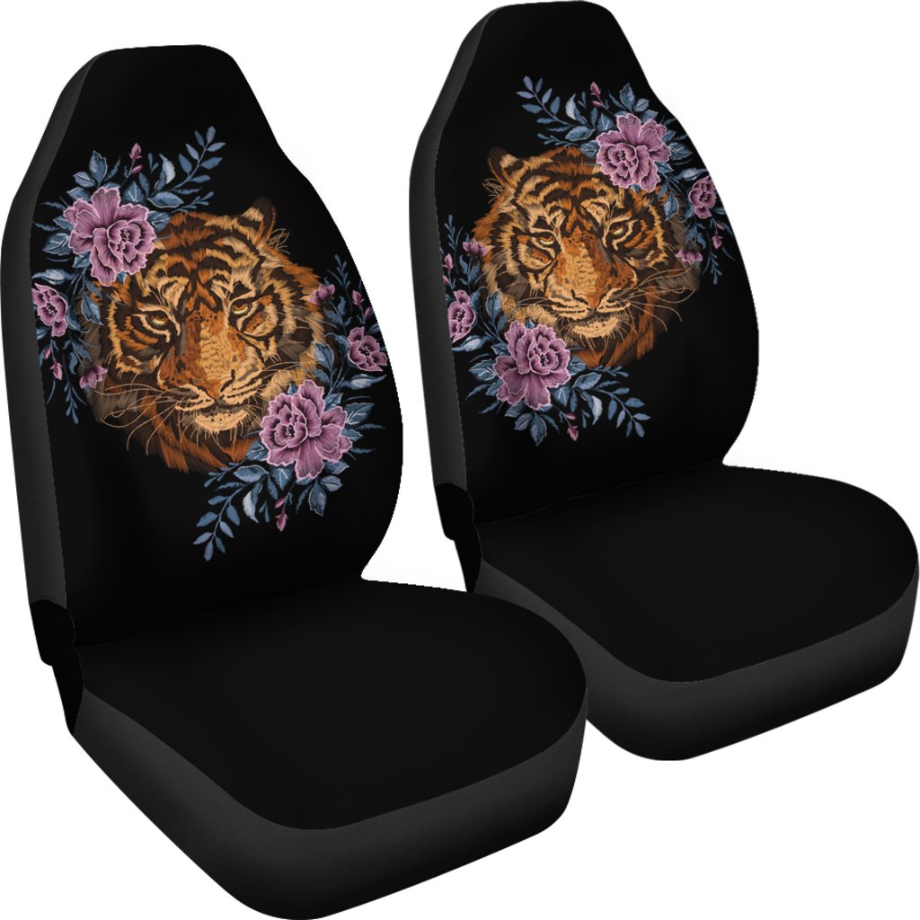Tiger Head Floral Universal Fit Car Seat Covers