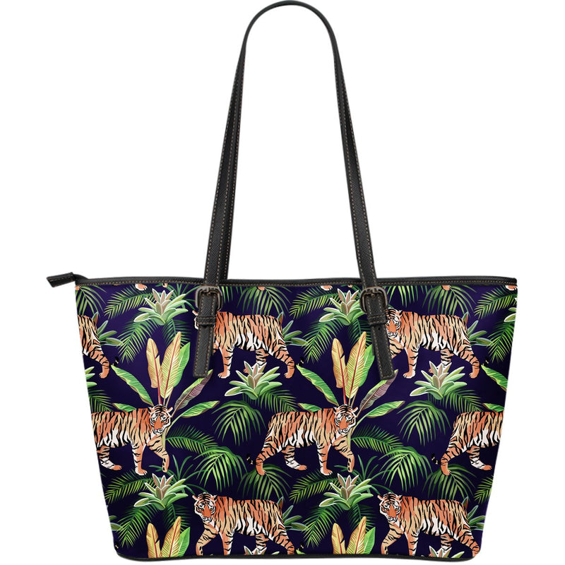 Tiger Jungle Large Leather Tote Bag