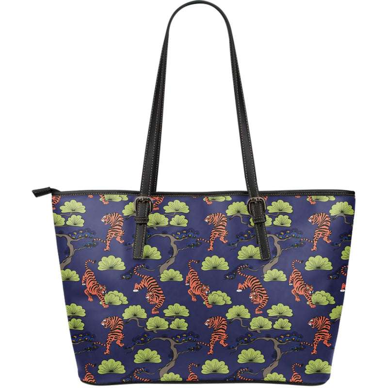 Tiger Pattern Japan Style Large Leather Tote Bag