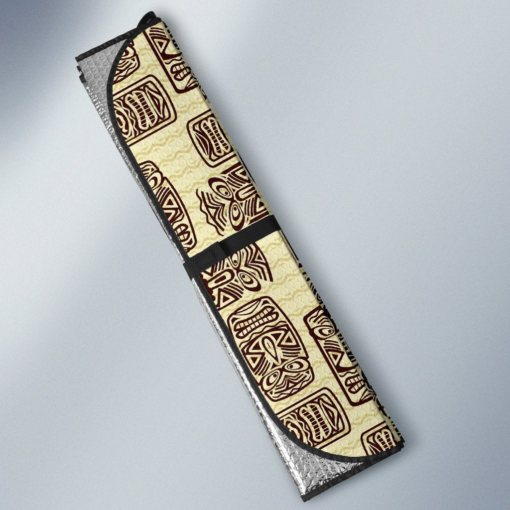 Tiki Brown Mask Print Car Sun Shade-JorJune
