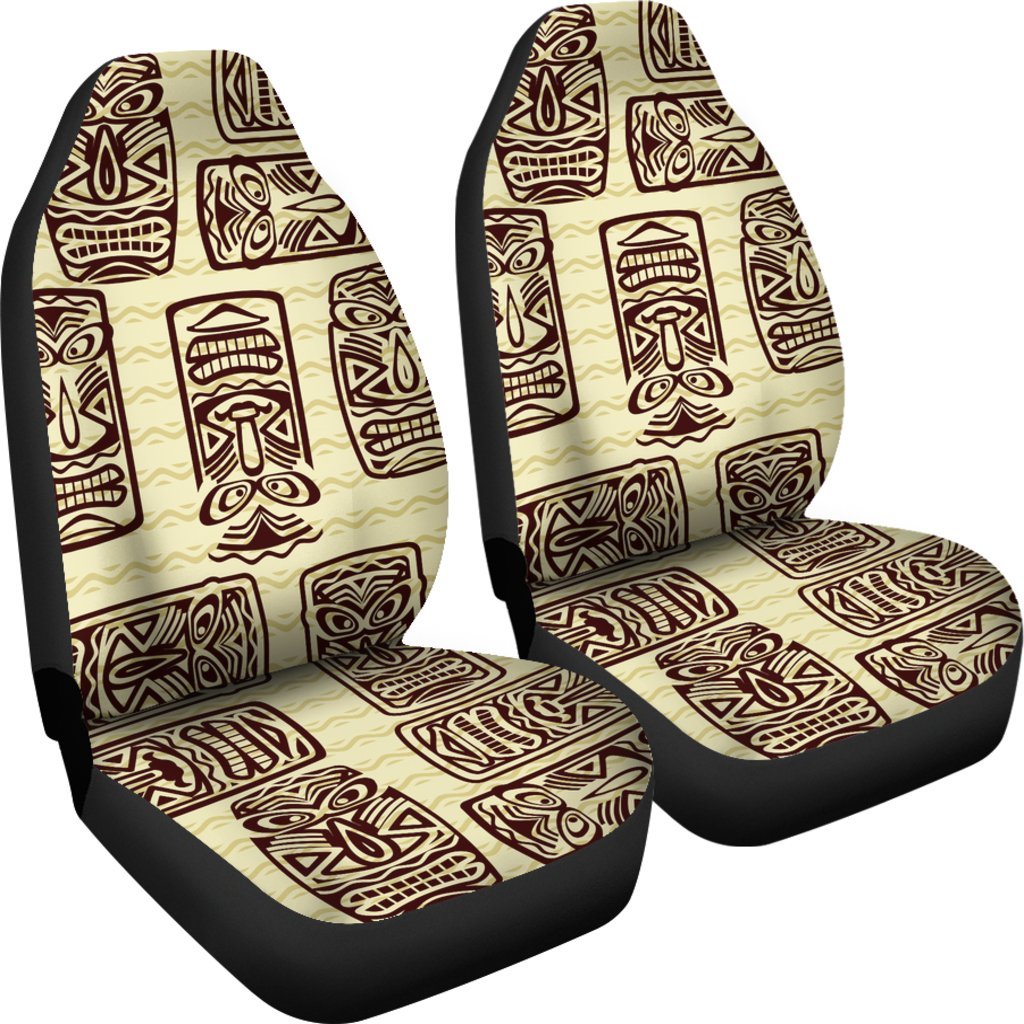 Hawaiian Polynesian Tiki Print Pattern Universal Fit Car Seat Covers