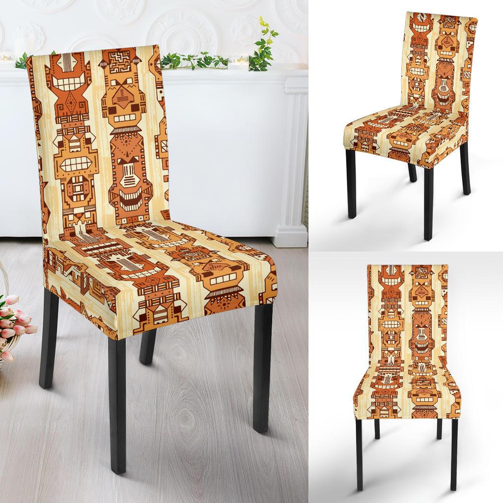 Tiki Orange Vertical Pattern Dining Chair Slipcover-JORJUNE.COM