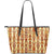 Tiki Orange Vertical Pattern Large Leather Tote Bag