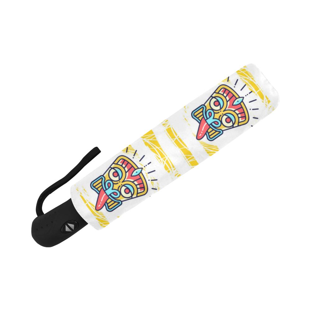 Tiki Smile Mask Print Pattern Automatic Foldable Umbrella