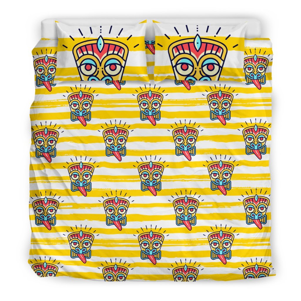 Hawaiian Polynesian Tiki Print Duvet Cover Bedding Set