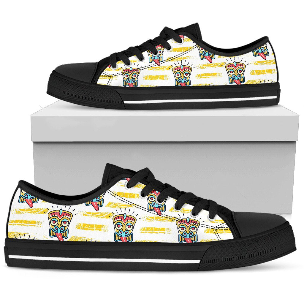 Tiki Smile Mask Print Pattern Men Low Top Shoes