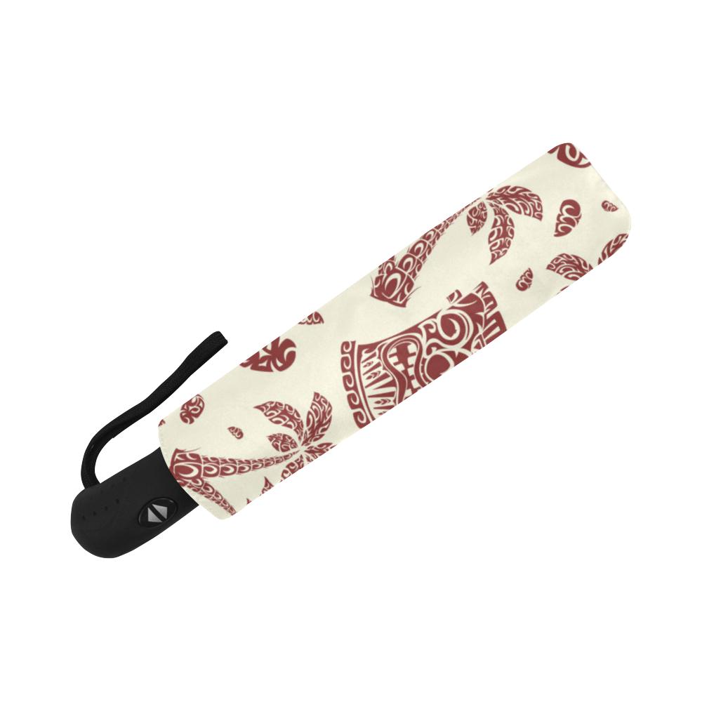 Tiki Tribal Mask Palm Tree Automatic Foldable Umbrella