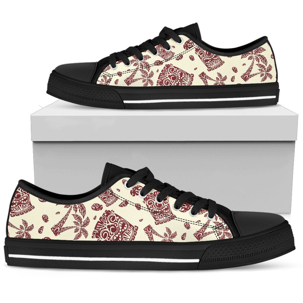 Tiki Tribal Mask Palm Tree Men Low Top Shoes