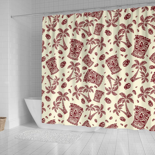 Tiki Tribal Mask Palm Tree Shower Curtain