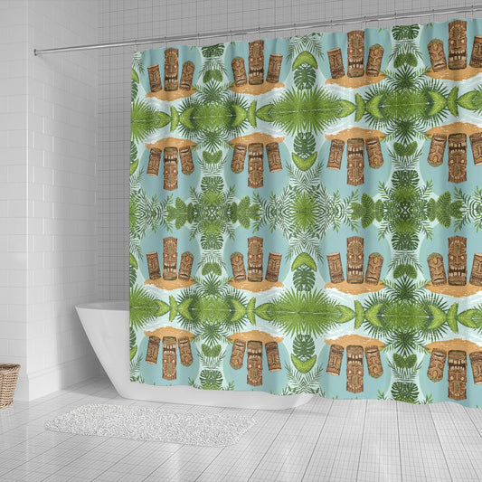 Tiki Wood Island Shower Curtain