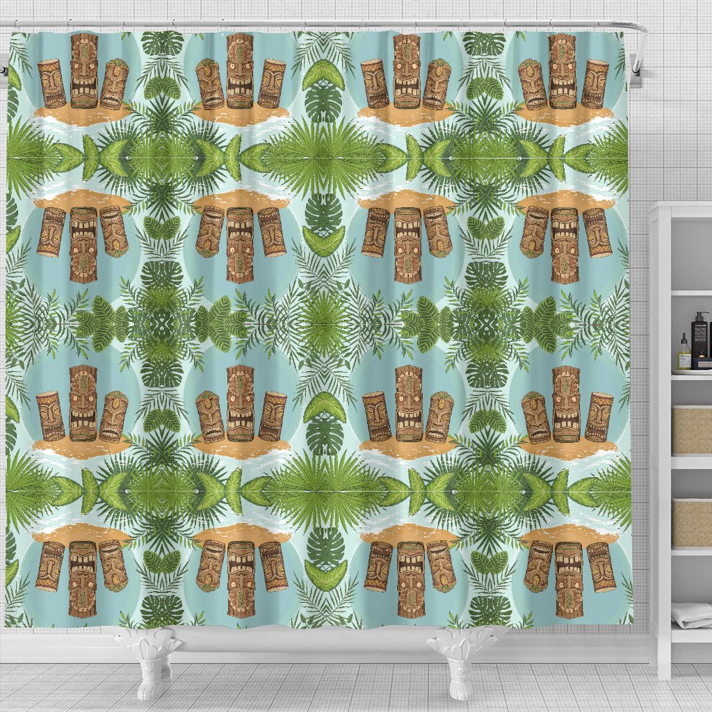 Tiki Wood Island Shower Curtain