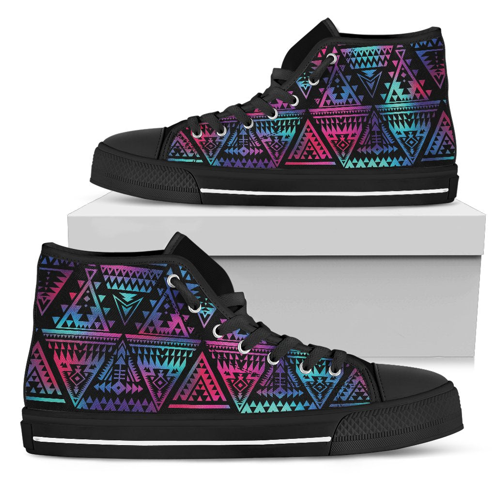 Tribal aztec Dark Multicolor Men High Top Shoes