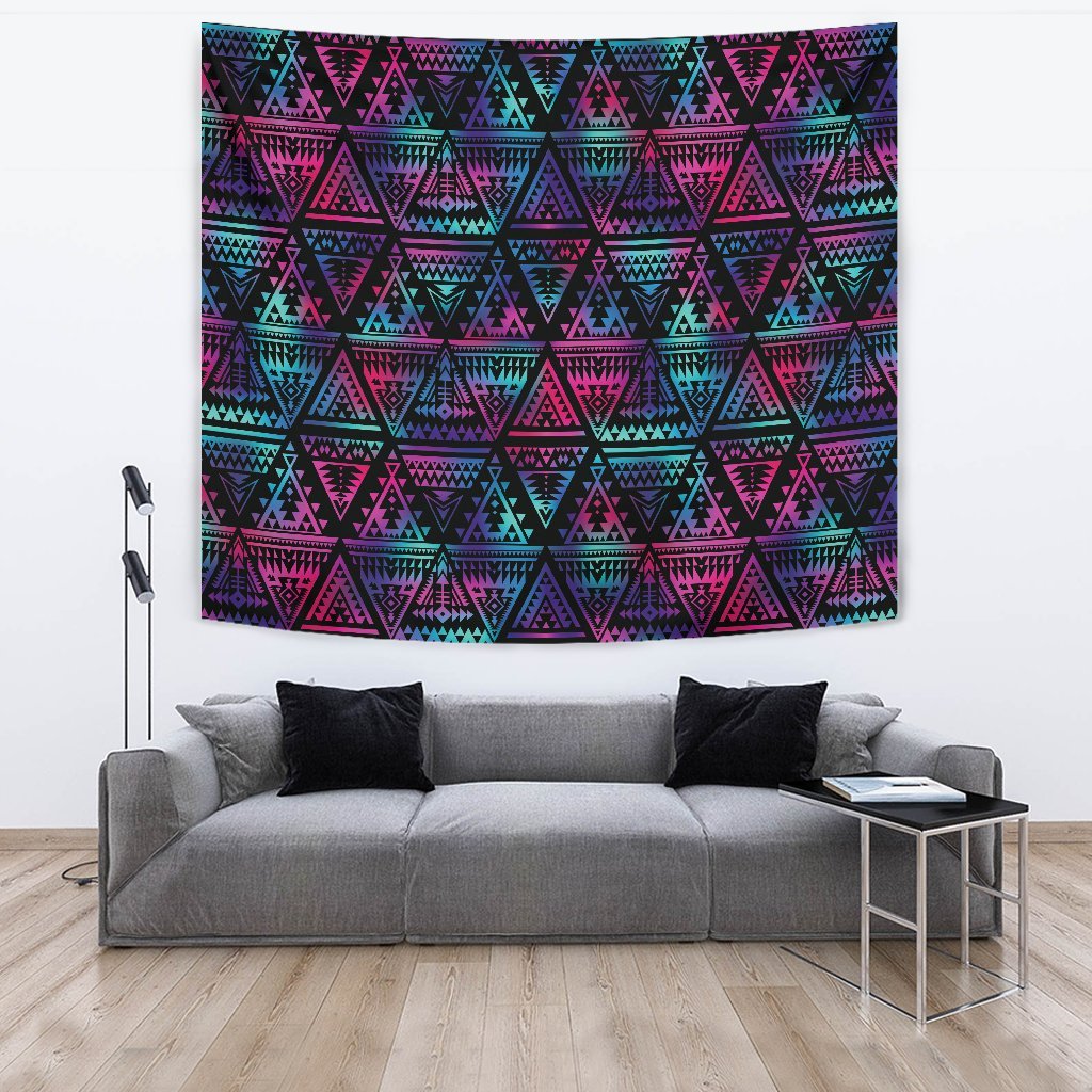 Tribal aztec Dark Multicolor Wall Tapestry