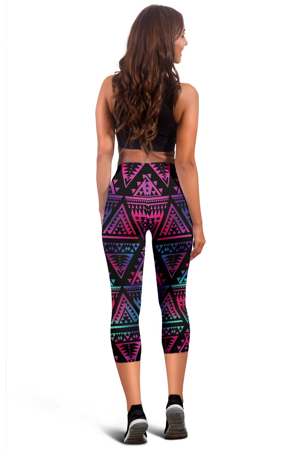 Tribal Aztec Dark Multicolor Women Capris