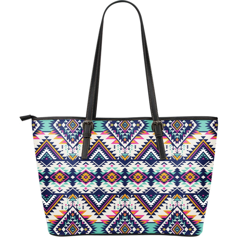 Tribal Aztec native american Large Leather Tote Bag