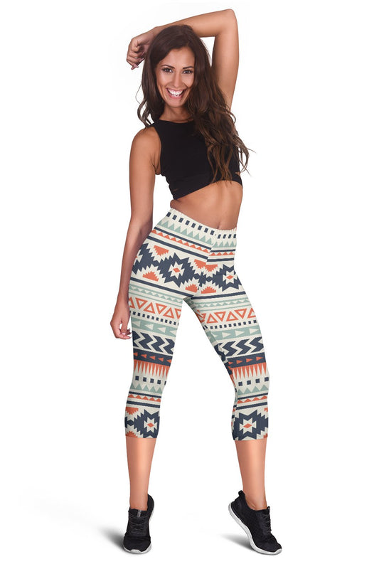 Tribal Aztec Vintage Pattern Women Capris