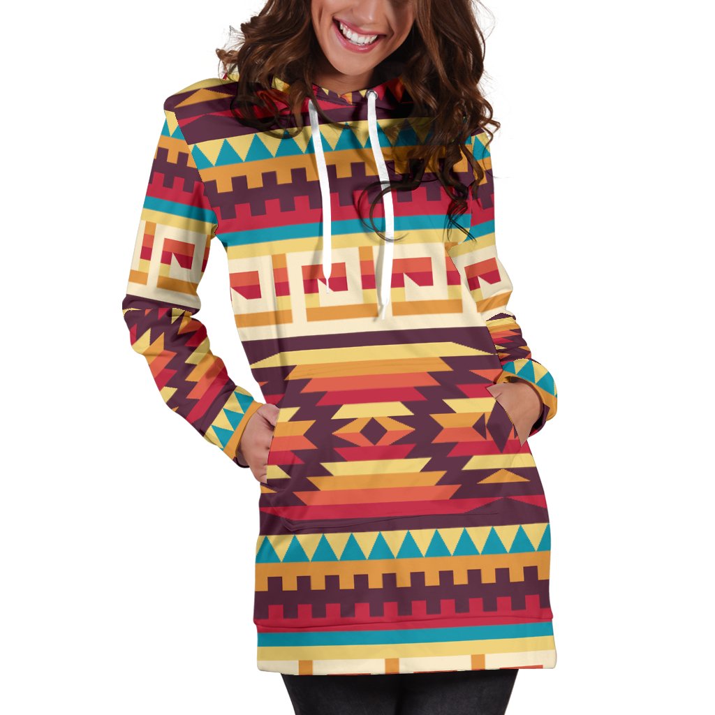 Tribal Aztec Vintage Women Hoodie Dress