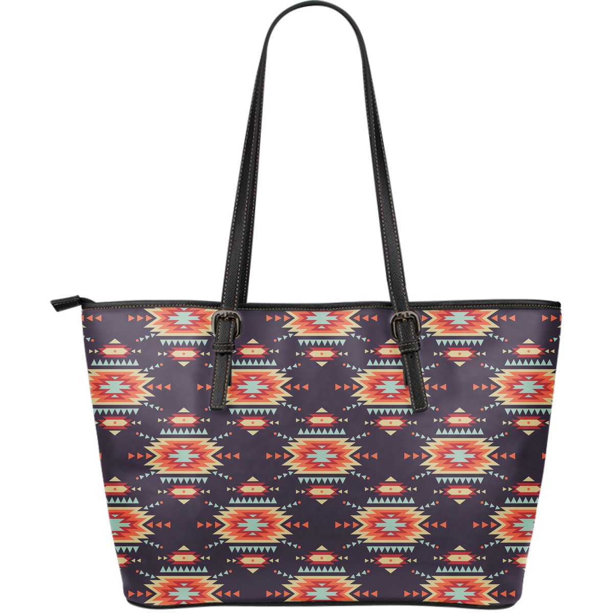 Tribal indians Aztec Large Leather Tote Bag