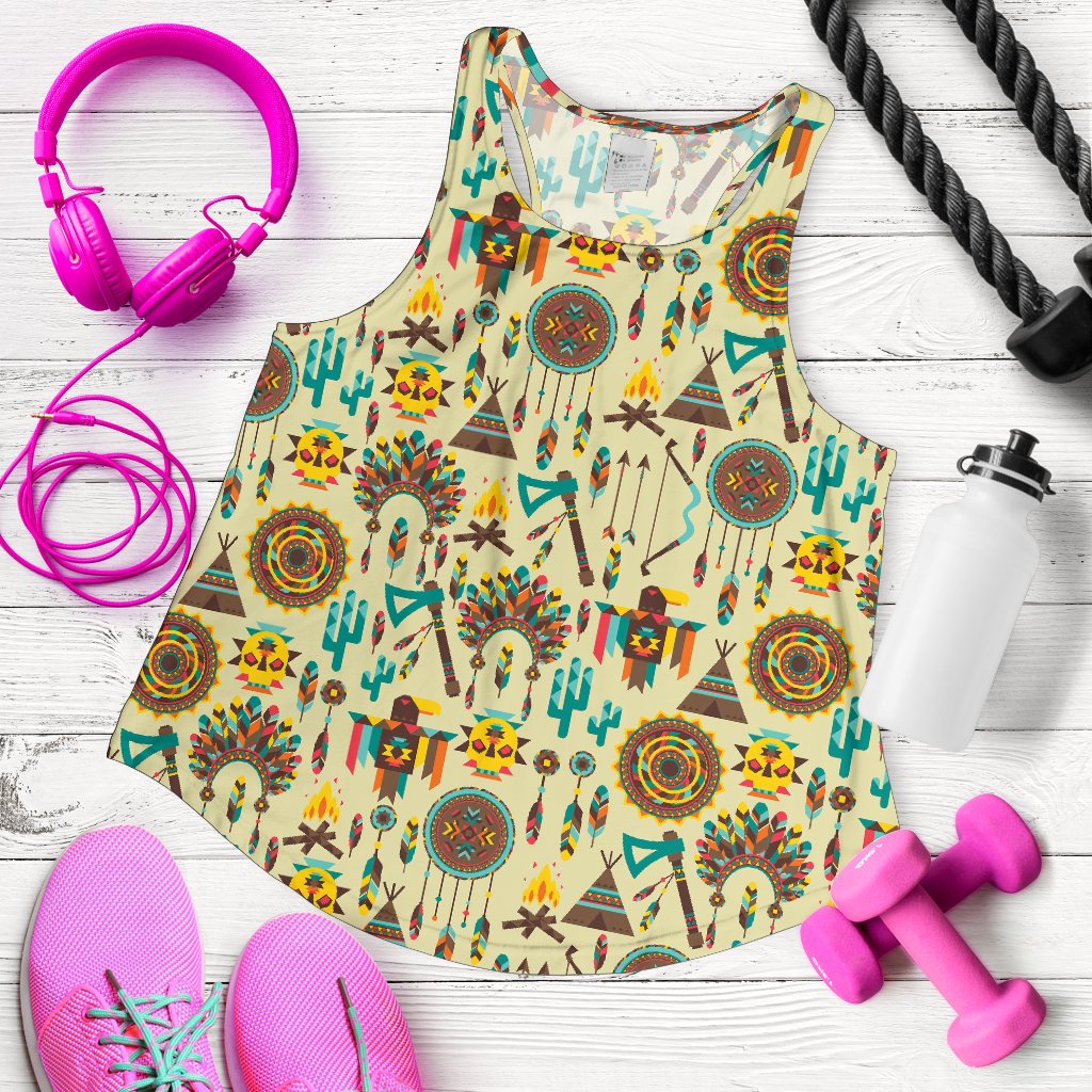 Tribal indians native american aztec Women Racerback Tank Top