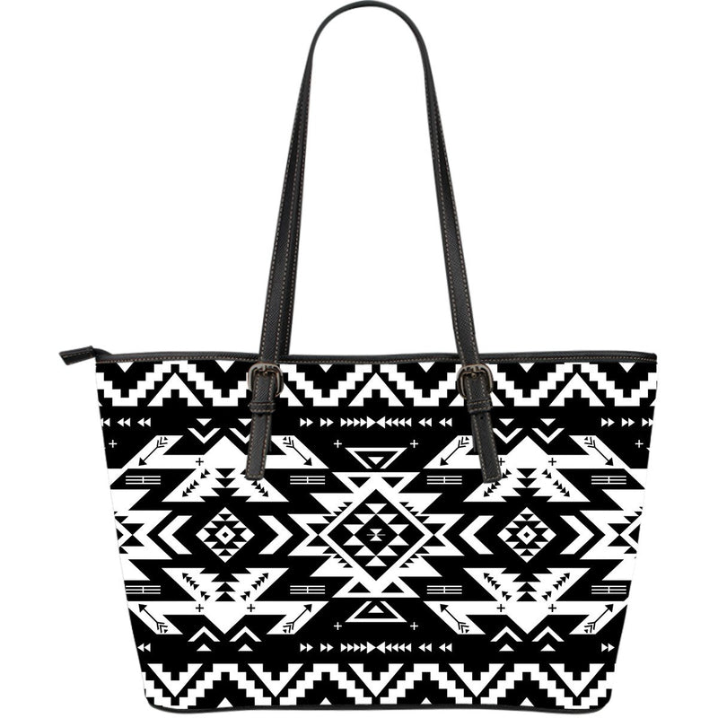 Tribal indians native aztec Large Leather Tote Bag