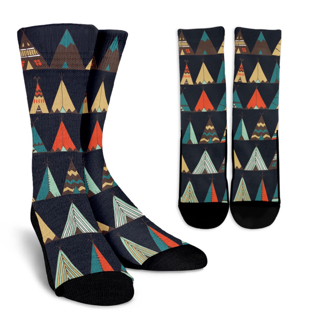 Tribal native american tent Aztec Crew Socks