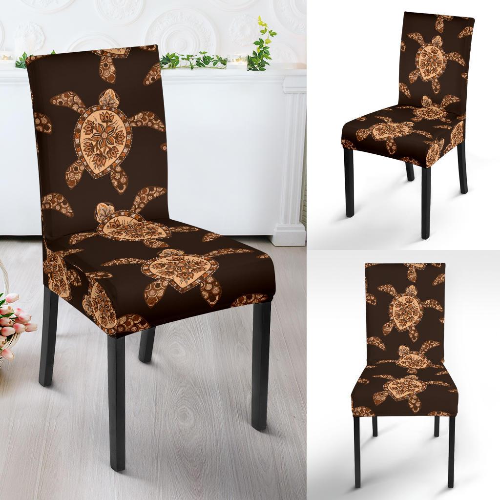 Tribal Sea Turtle Pattern Print Design T09 Dining Chair Slipcover-JORJUNE.COM