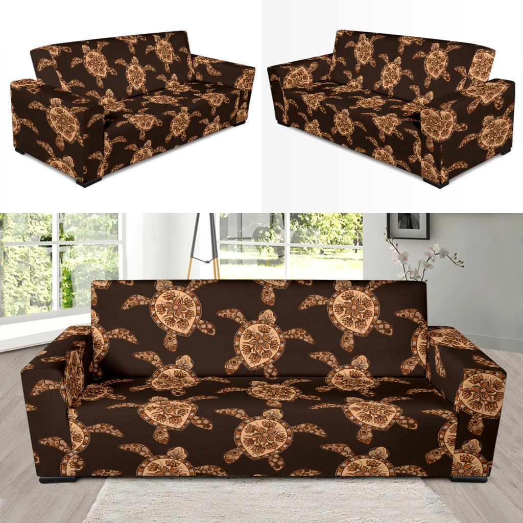 Tribal Sea Turtle Pattern Print Design T09 Sofa Slipcover-JORJUNE.COM