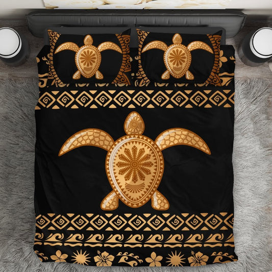 Tribal Sea turtle Polynesian Hawaiian Duvet Cover Bedding Set