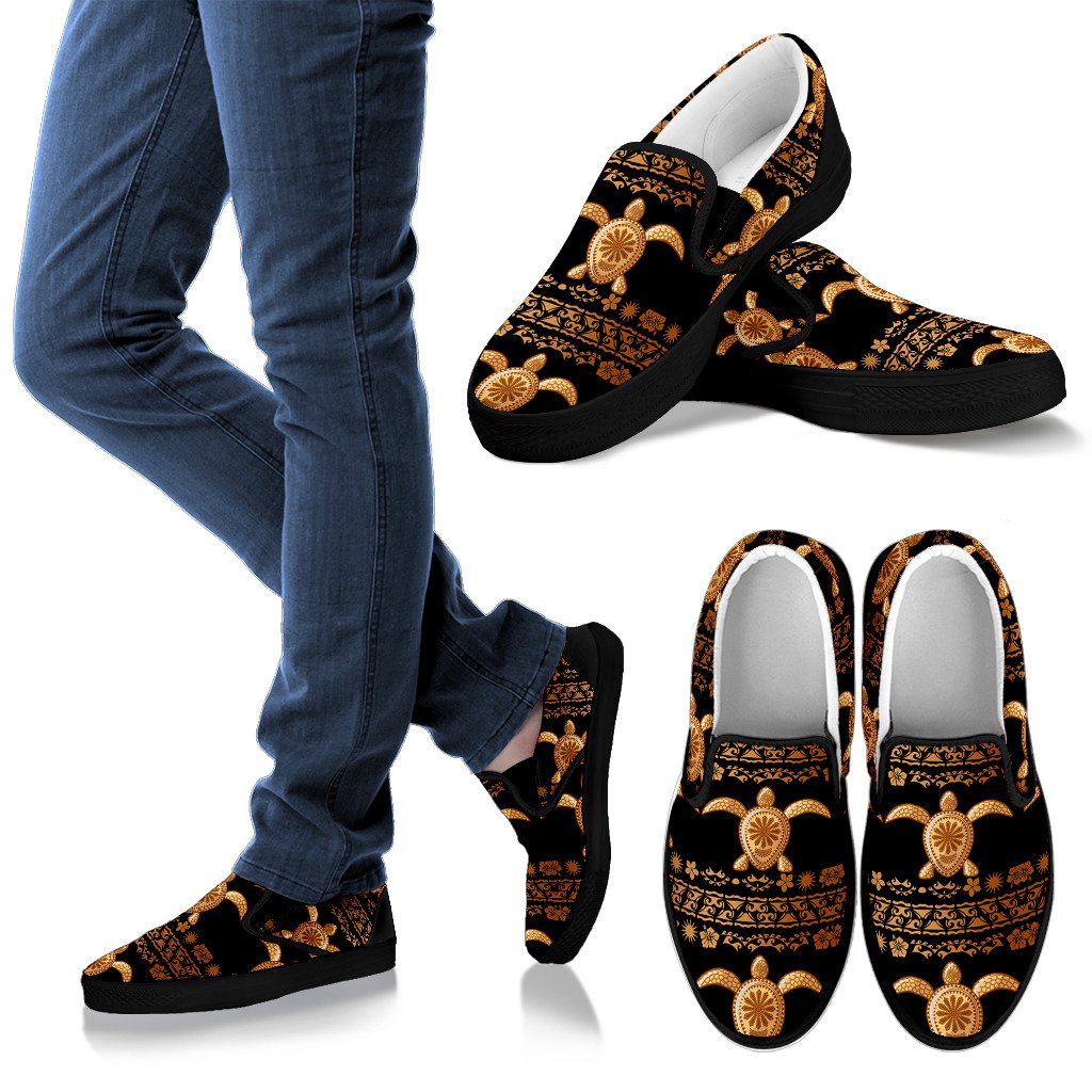 Tribal Sea Turtle Polynesian Hawaiian Men Slip On Shoes