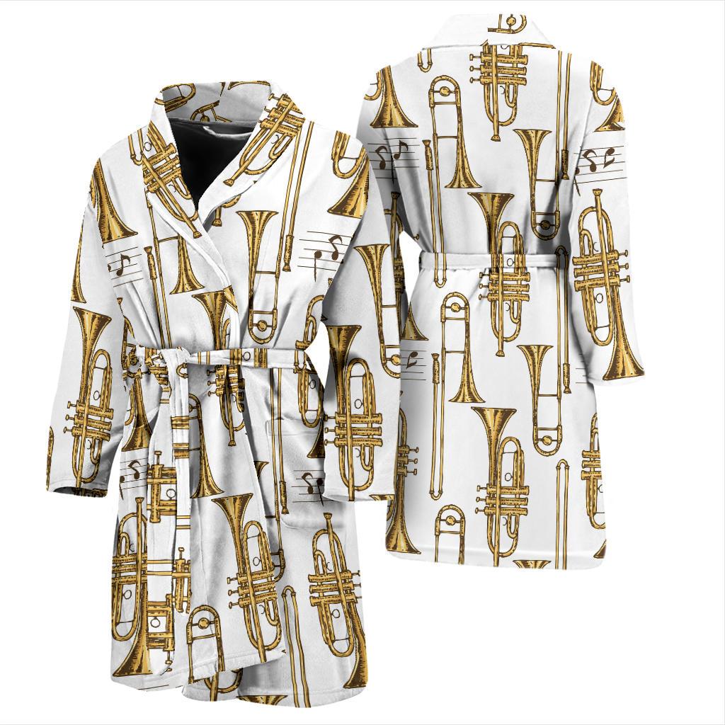 Trombone Pattern Print Design 04 Men Bathrobe-JORJUNE.COM