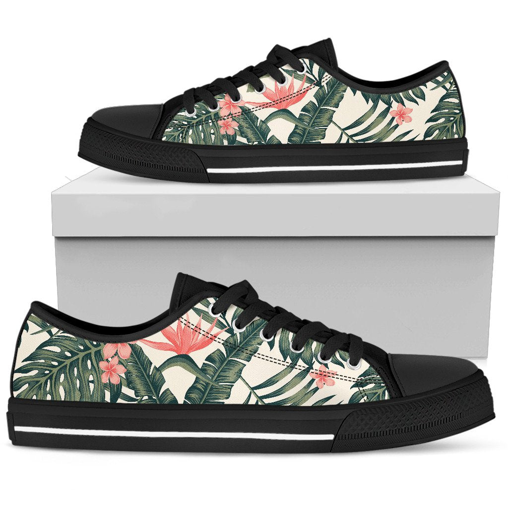 Tropical Flower Palm Leaves Men Low Top Shoes
