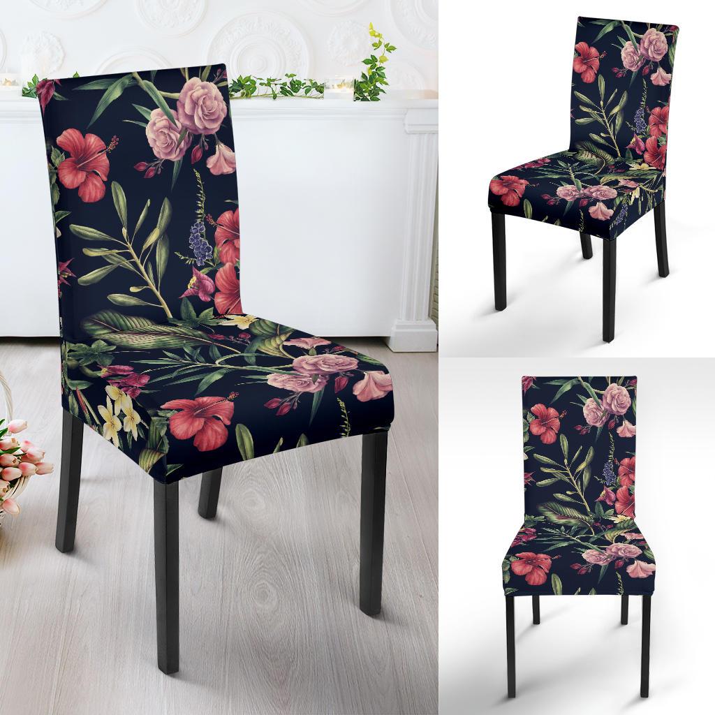 Tropical Flower Pattern Dining Chair Slipcover-JORJUNE.COM